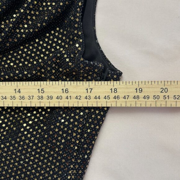 Vince Camuto Gold Sequin Cowl‎ Neck Sleeveless Cocktail Sheath Dress - Size 12 - Picture 6 of 11
